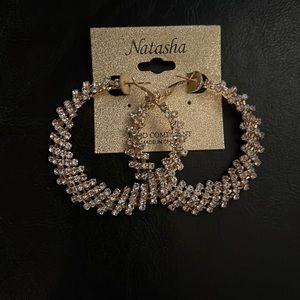New Impressive Crystal encrusted on Gold Hoops